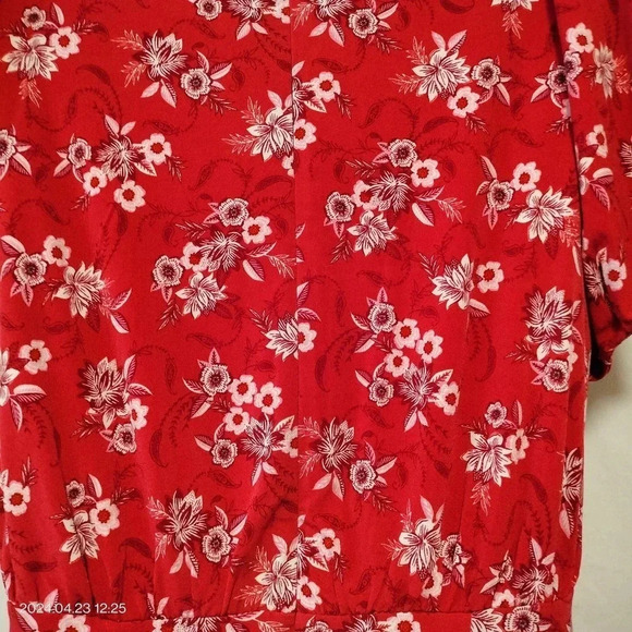 LOFT SZ 2p Red Floral Pattern Mini Fit and Flare Dress - Picture 6 of 10